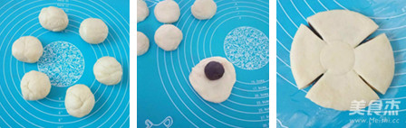 手工揉面豆沙花朵面包