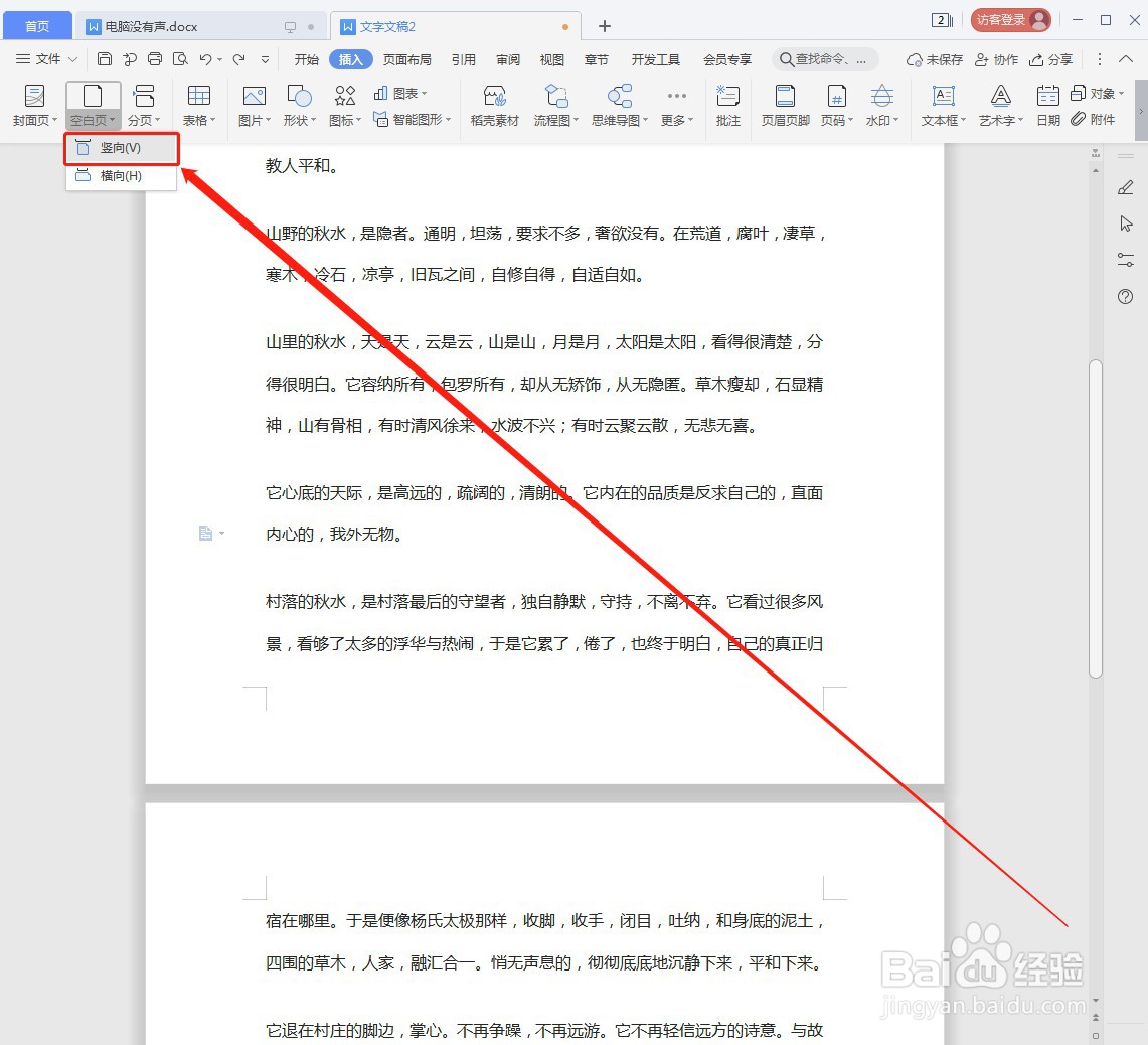 Word文档如何插入空白页