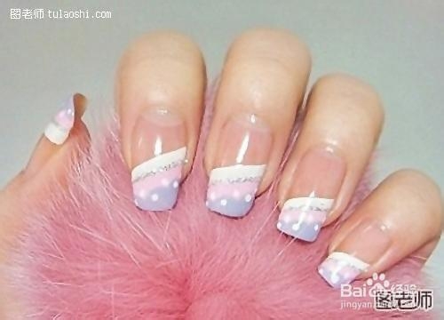 粉色波点美甲diy教程