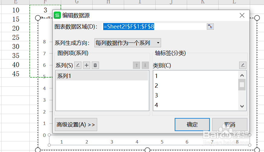 如何将一列指定的数据作为折线图的横坐标