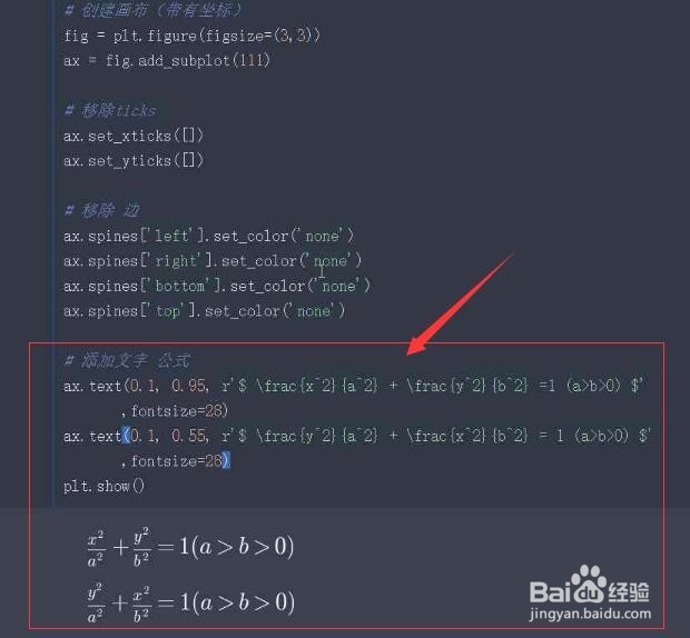 python如何使用matplotlib绘制椭圆的数学公式?