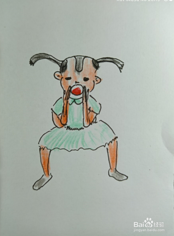 怎样画简笔画大声呼喊的小姑娘