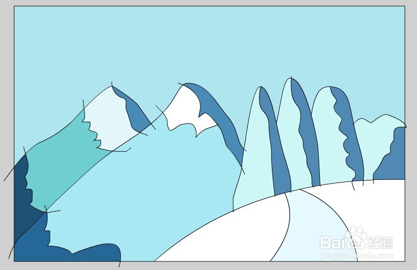 flash绘制雪山的背景图
