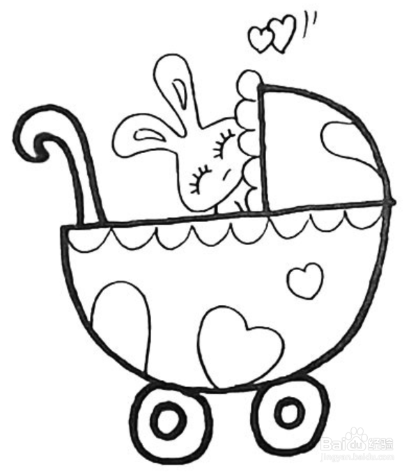 豪华婴儿车简笔画