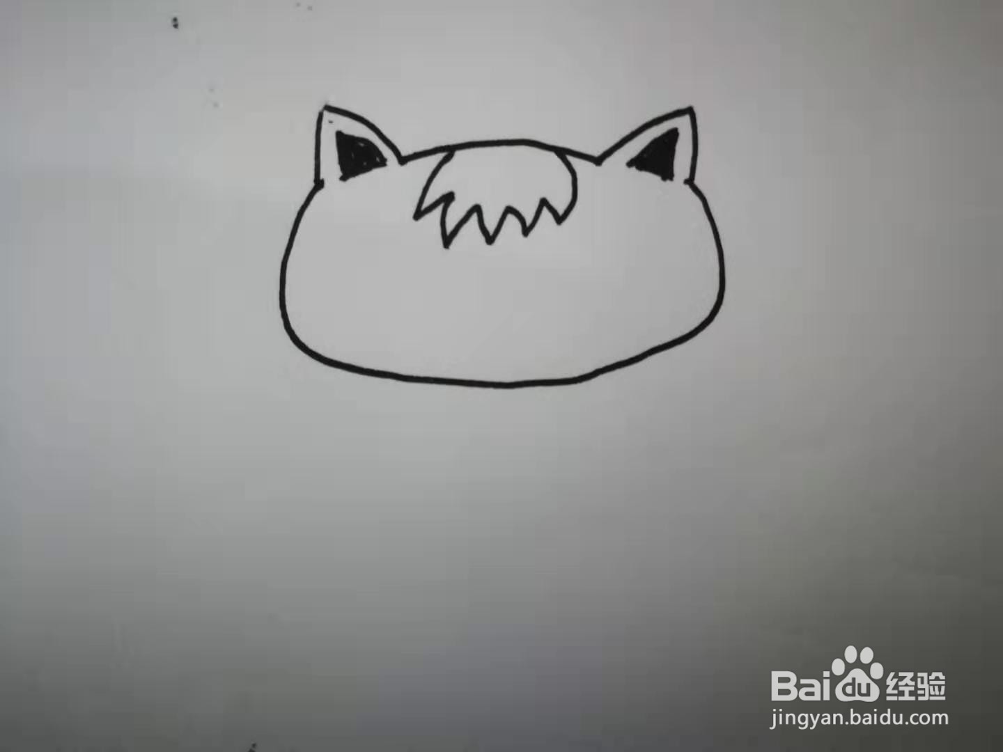 如何画出黑白简笔画小猫头