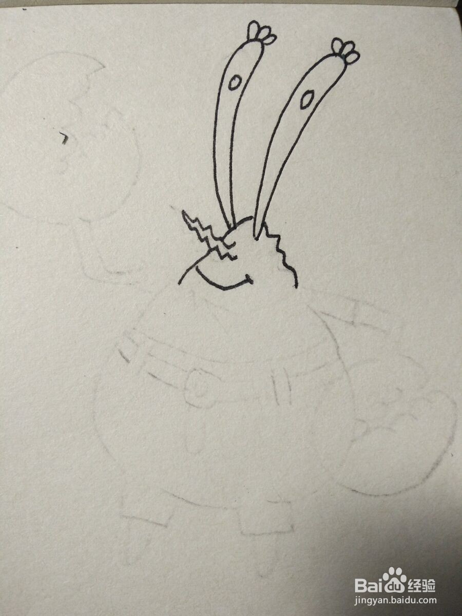 怎么画海绵宝宝里面的蟹老板简笔画