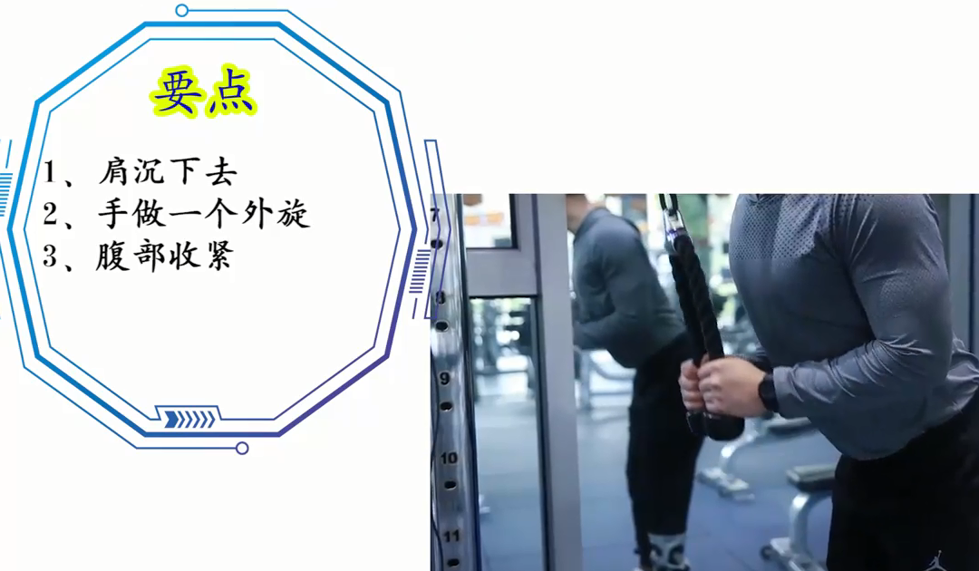 增肌干货:绳索下压,锻炼肱三头肌