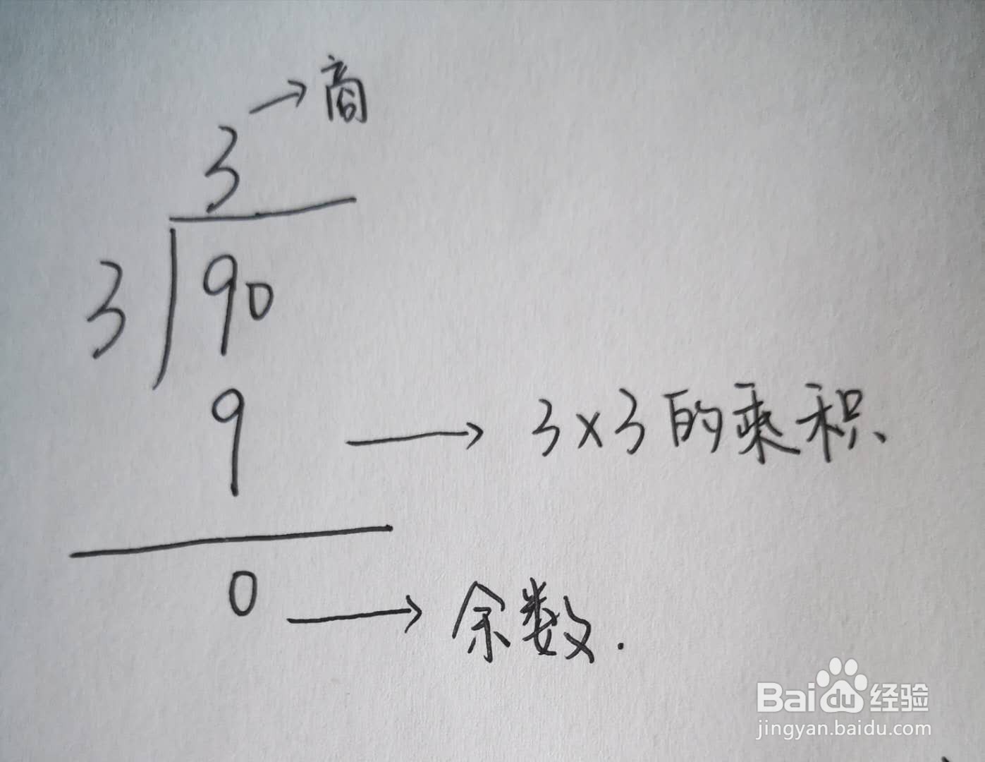 90除以3的竖式怎么列