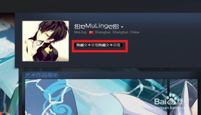 STEAM个人资料界面如何添加隐藏文本?