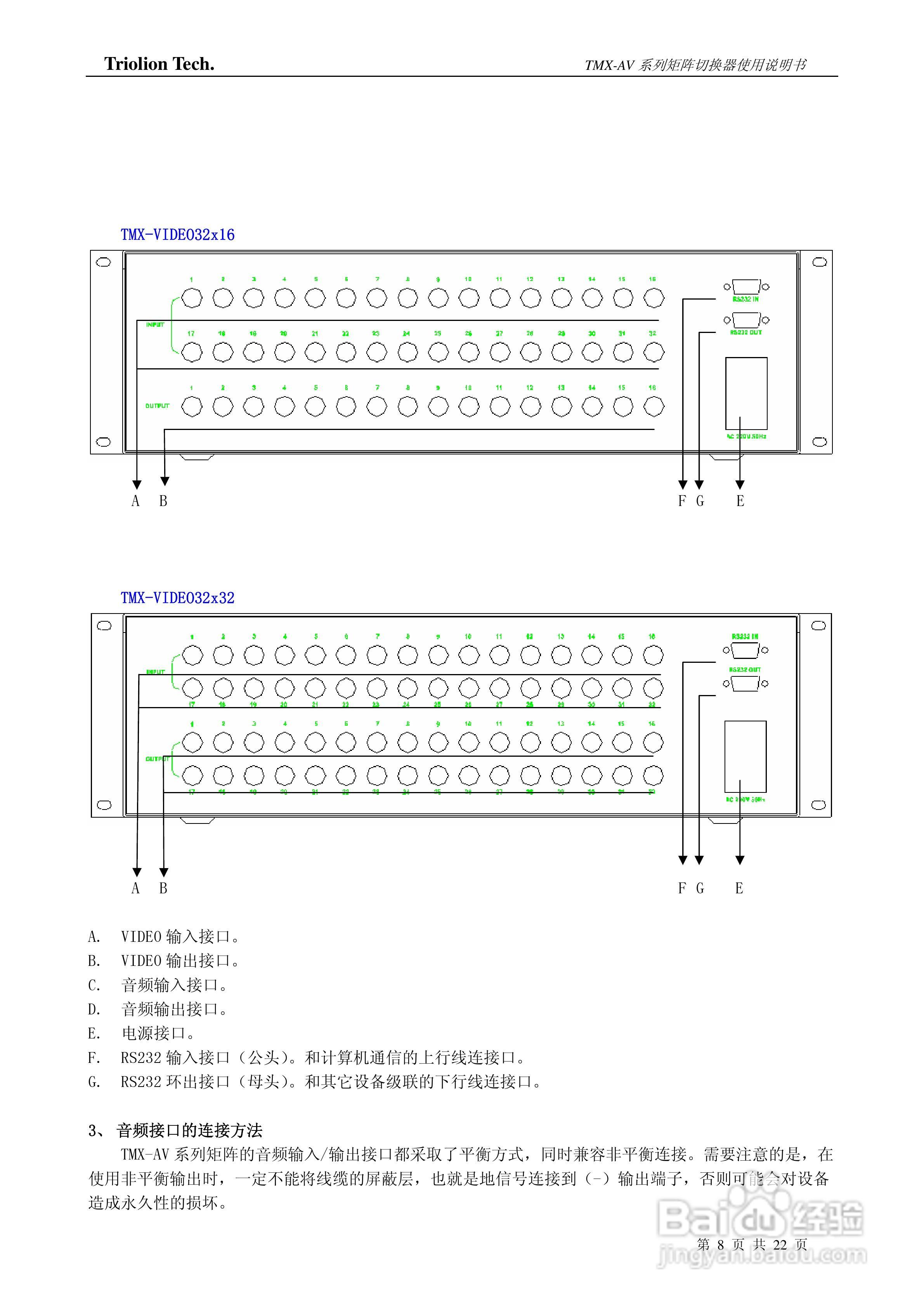 彩讯TMX-AV系列矩阵切换器使用说明书:[1]