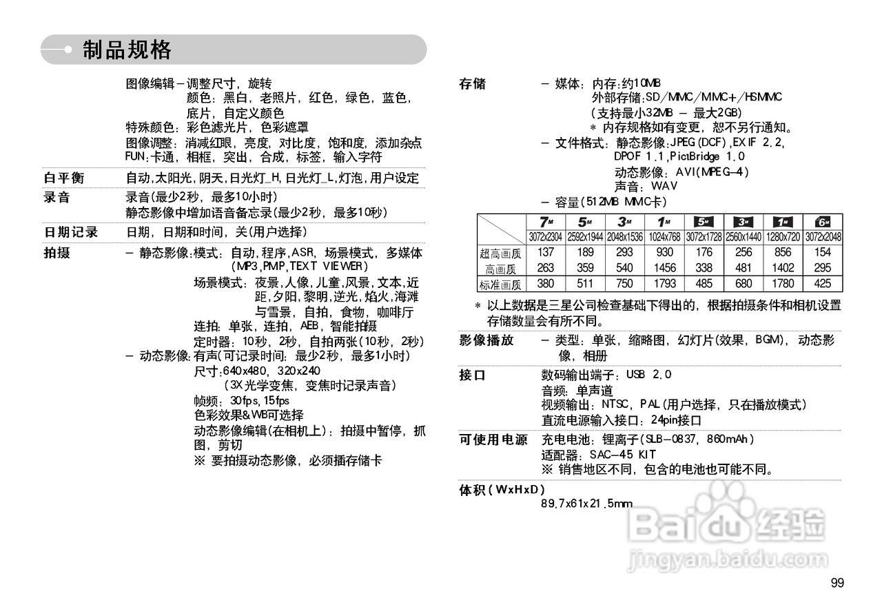 三星I70数码相机使用说明书:[10]