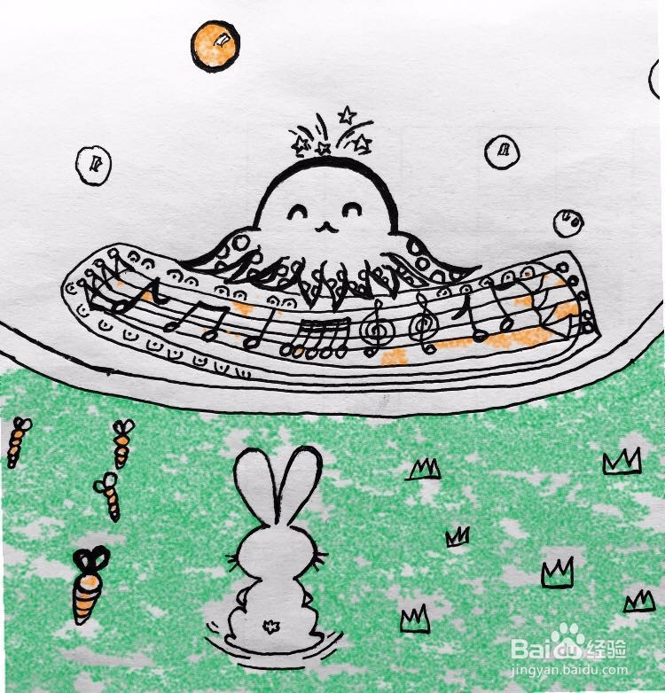 茉莉蜡笔手绘之兔子迷妹