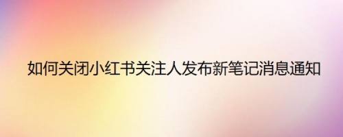 如何关闭小红书关注人发布新笔记消息通知