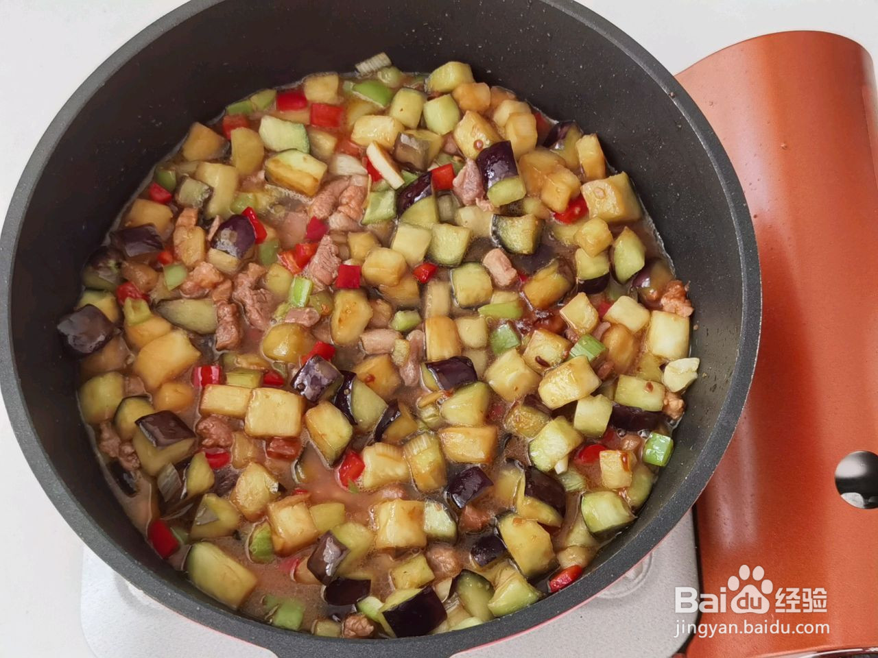 茄子肉丁打卤面的做法