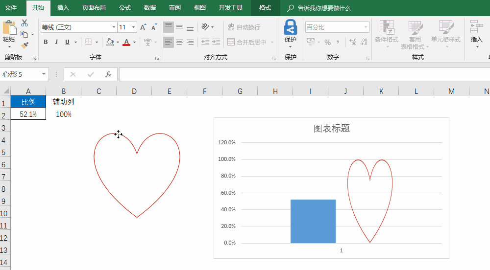 Excel如何做出一个爱心图案