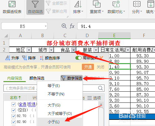 WPS2019 第十四课 如何应用自动筛选中数字筛选