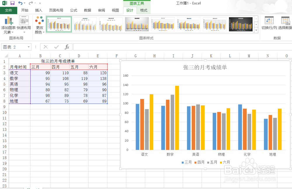 EXCEL——使用excel跟据表格制作简易图表