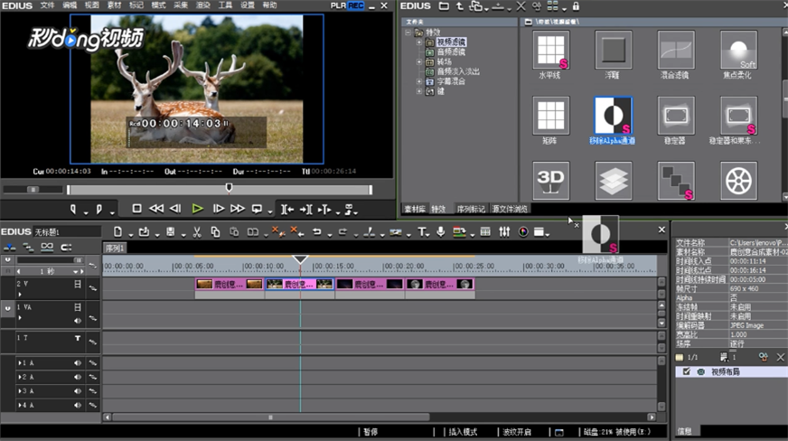 Edius如何移除Alpha通道