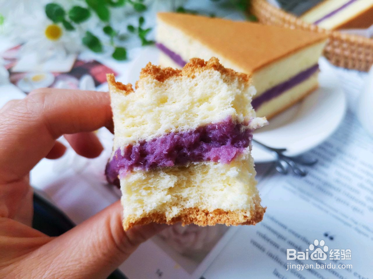 椰香紫薯夹心蛋糕的做法