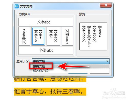 WPS Word文档如何更改文字的方向？