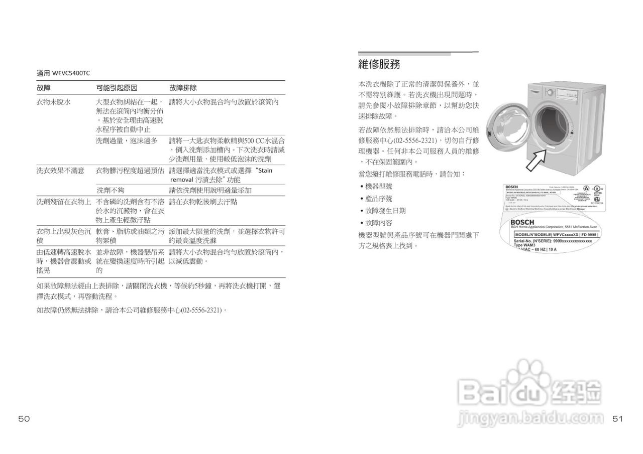 博世WFVC5400TC型14公斤容量洗衣机使用手册:[3]