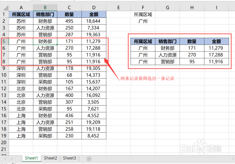 运用高级筛选汇出满足条件的数据