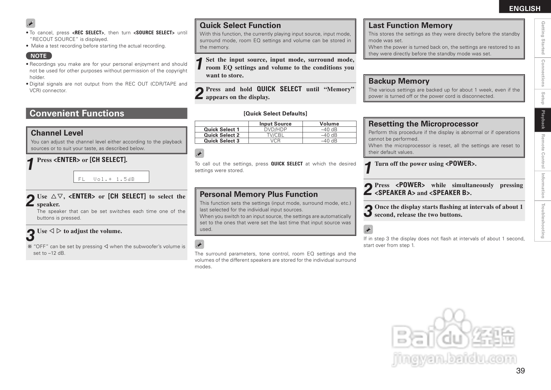 DENON AVR-1508功放用户手册:[3]