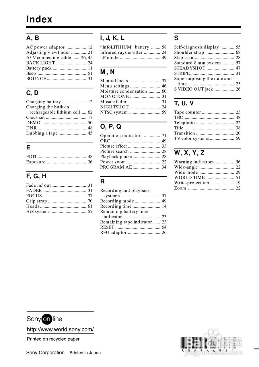 索尼CCD-TR818模拟摄像机说明书:[8]