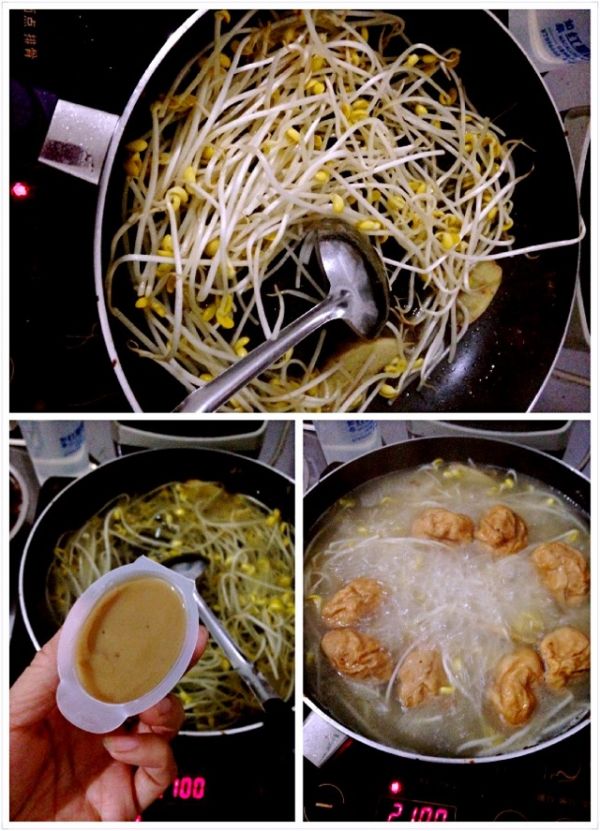 油泡豆芽青菜汤