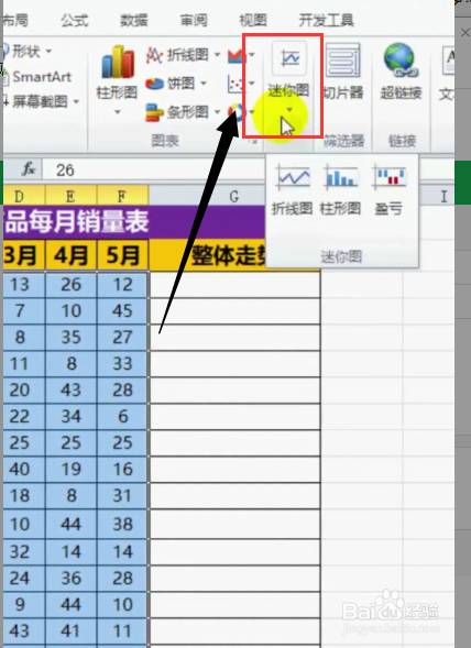 EXCEL中怎么做迷你折线图？