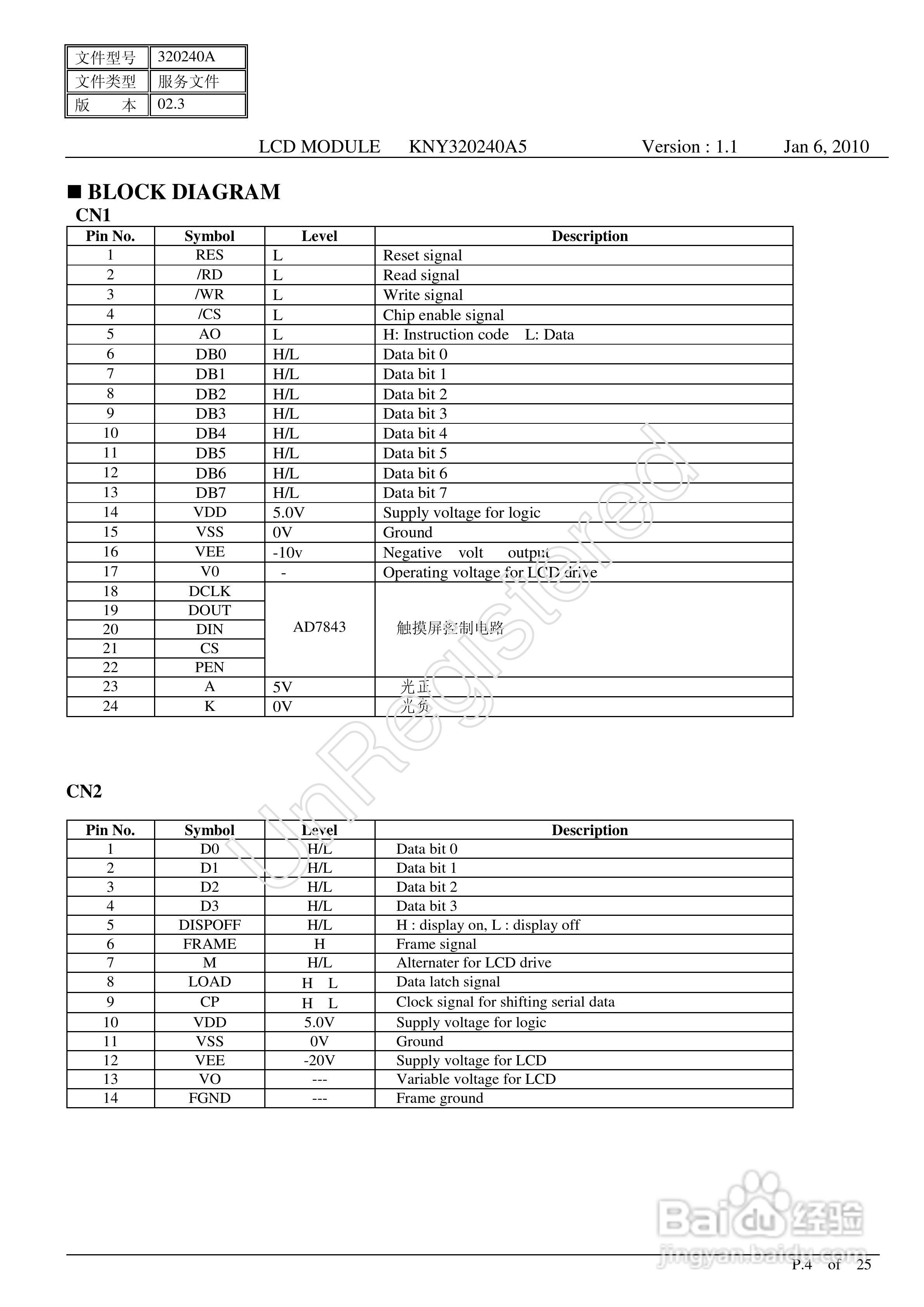 KNY320240A5图形点阵液晶显示模块使用手册:[1]
