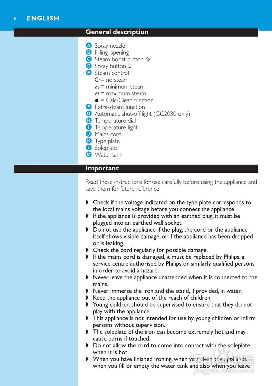 PHILIPS GC2015电熨斗使用说明书:[1]