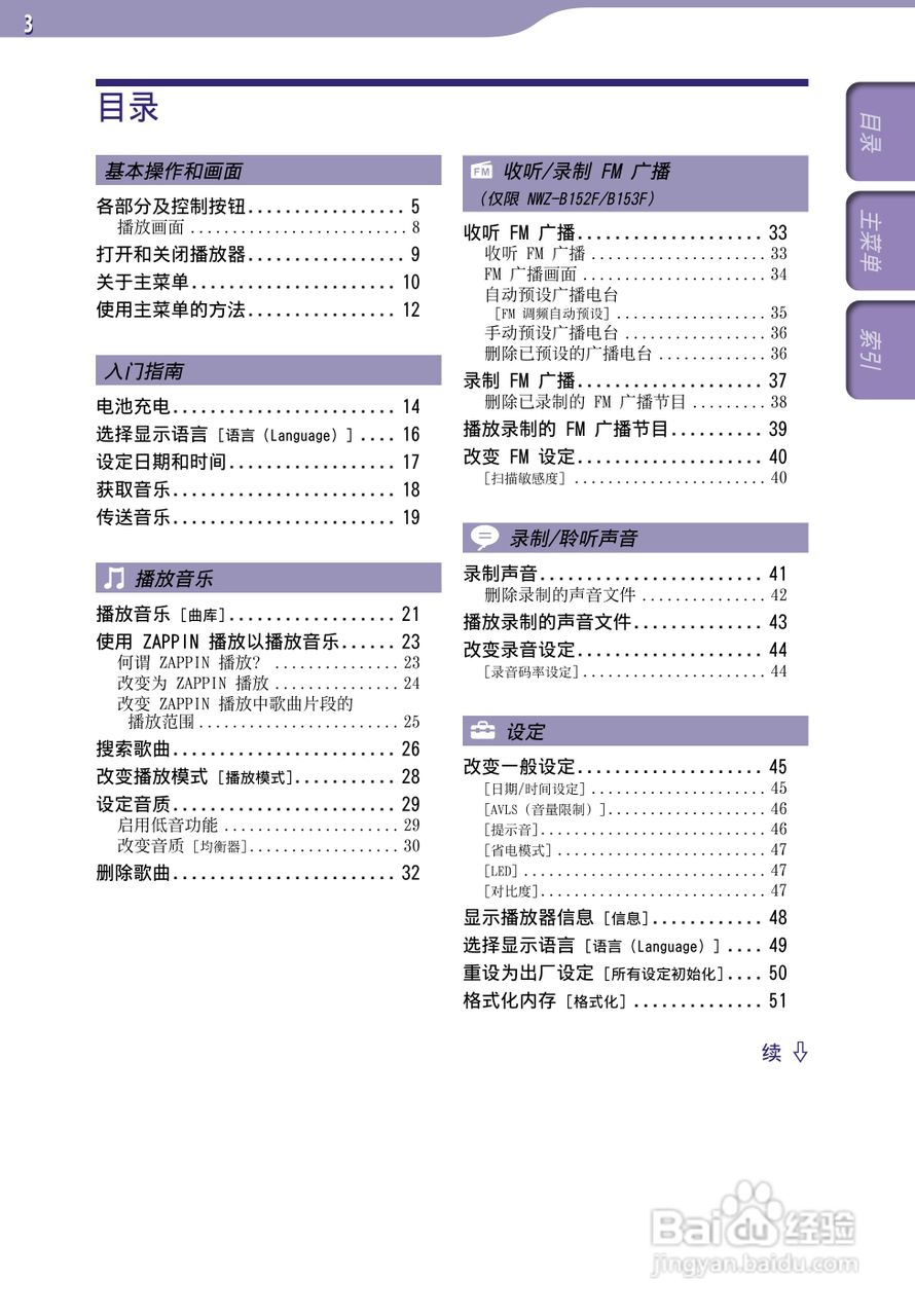 SONY索尼NWZ-B153数码影音使用说明书:[1]