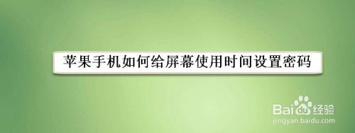 苹果手机如何给屏幕使用时间设置密码