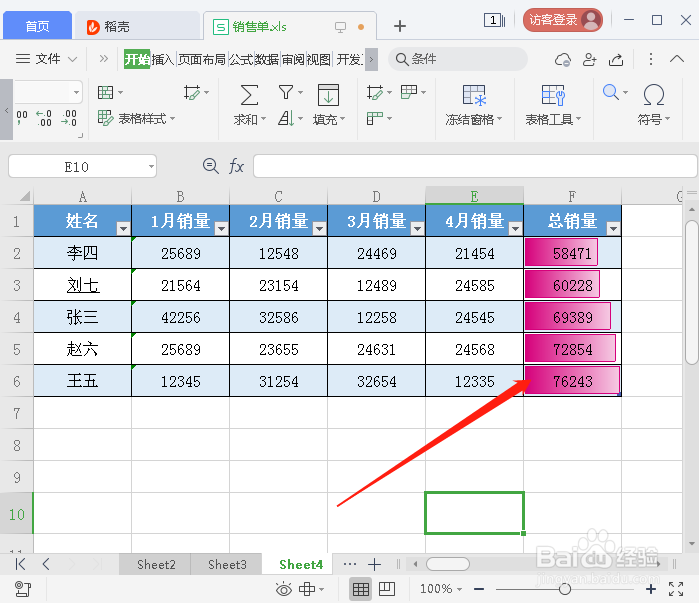 如何给销量表添加可排序的数据条