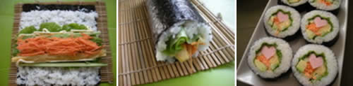 五色鱼肠寿司卷的做法