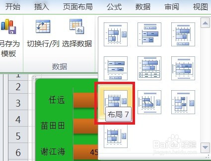 EXCEL百分比堆积条形图的图表布局显示布局7效果