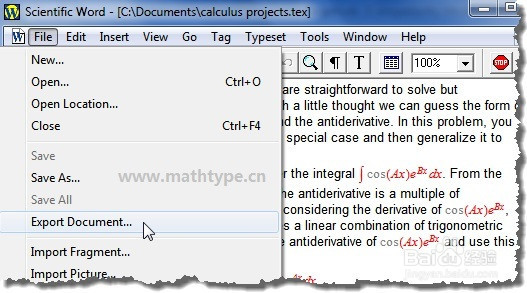 <b>Scientific Word如何导出含有MathType公式</b>