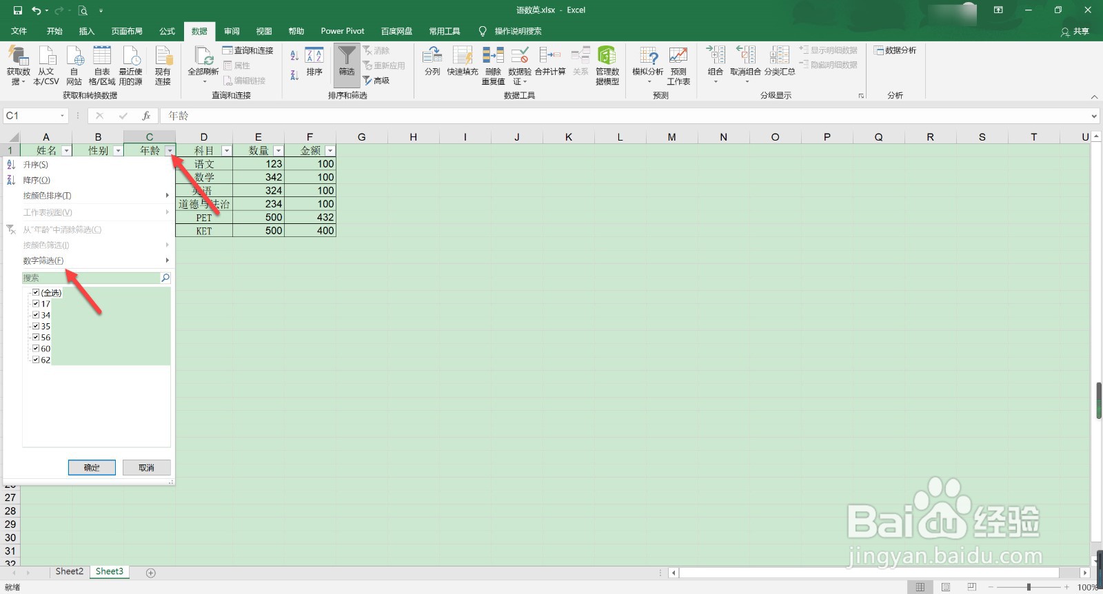 在工作表中18到60周岁咋筛选