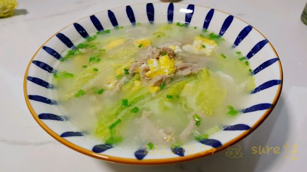 煎蛋白菜滑肉汤