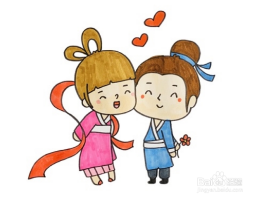 七夕节情侣简笔画怎么画