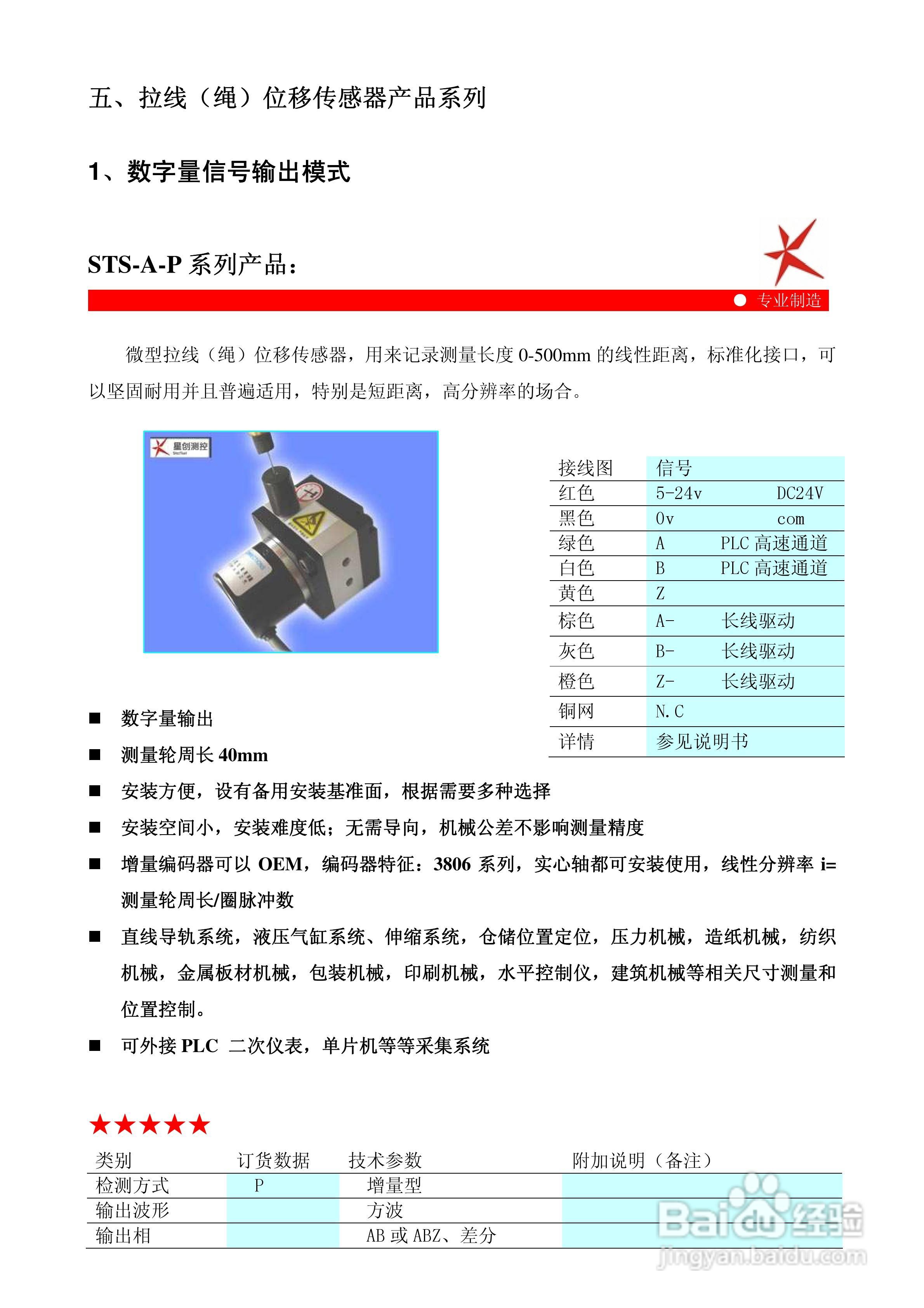 鑫盛星创STS-H-MA/V/R型拉线位移传感器使用说明书:[1]