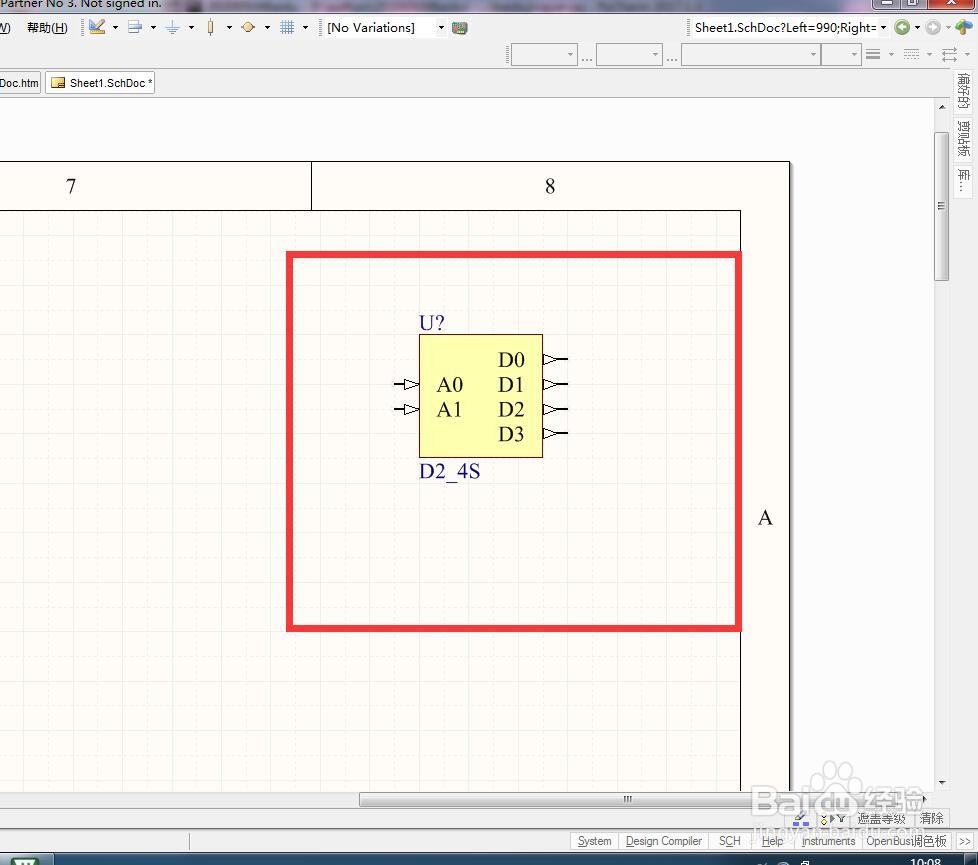 如何在AD中放置2转4单引脚解码器？
