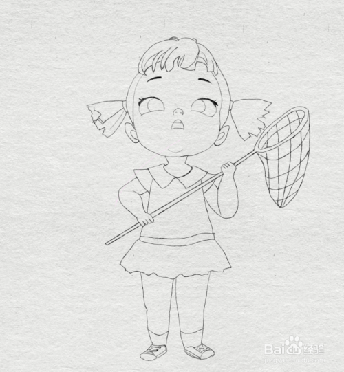 简笔画--捉蜻蜓的小女孩