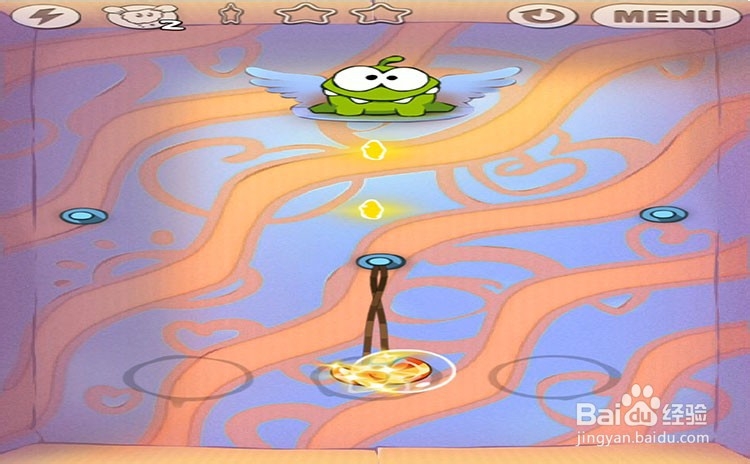 手机游戏割绳子level5-1、level5-2三星攻略