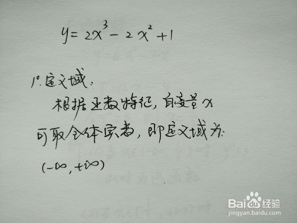 导数画函数y=2x^3-2x^2+1的图像