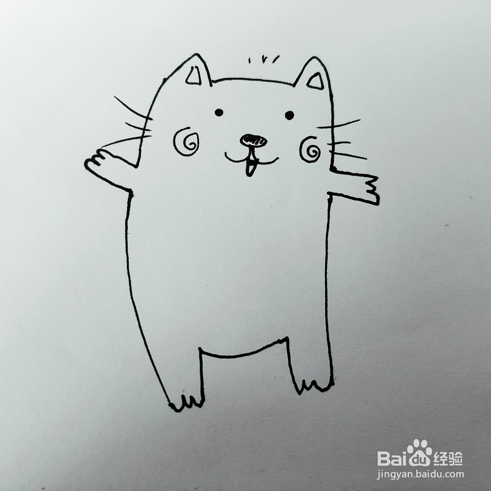 怎么画一只打伞的大脸猫简笔画呢？