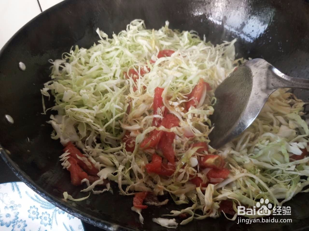 家常菜红西柿炒甘蓝