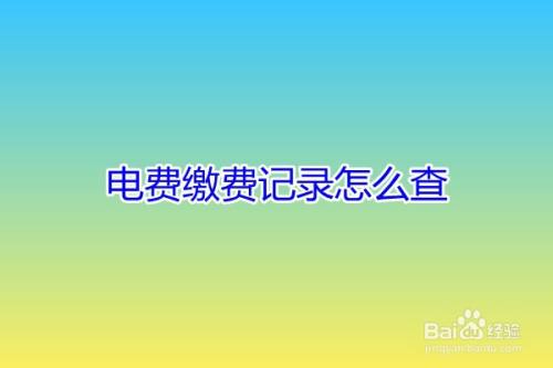 电费缴费记录怎么查