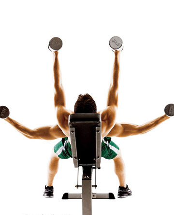 哑铃动作:平卧“飞鸟”